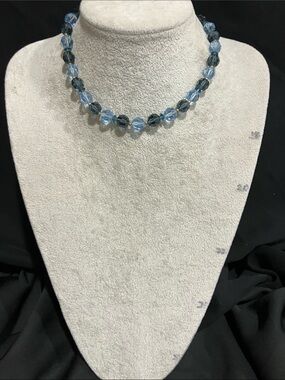 Faceted Light Blue Crystal Bead Necklace - Women's Jewelry